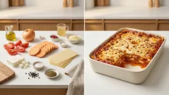 Süßkartoffel-Lasagne mit Feta: unkompliziert geschichtet, saftig aus dem Ofen